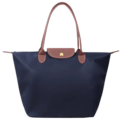 Oxforte – Elegant Axelväska i Oxfordtyg och Läderdetaljer