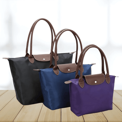 Oxforte – Elegant Axelväska i Oxfordtyg och Läderdetaljer