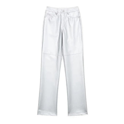 Lustra – Glänsande högmidjade byxor för damer