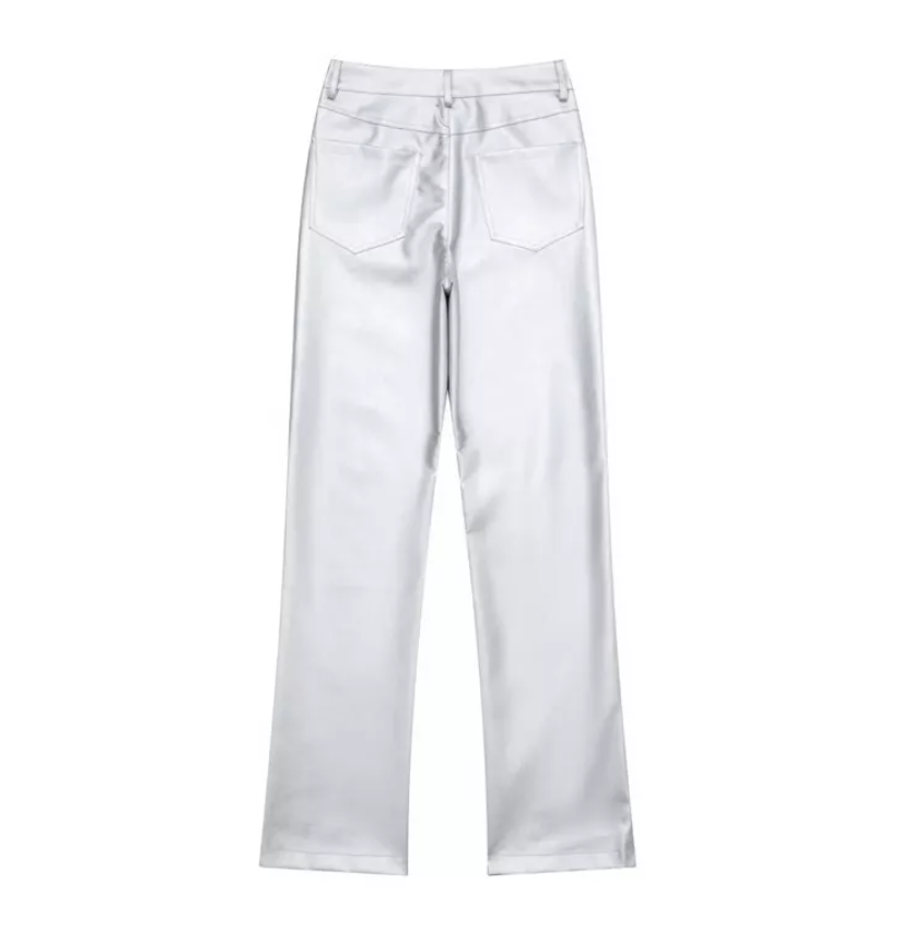 Lustra – Glänsande högmidjade byxor för damer